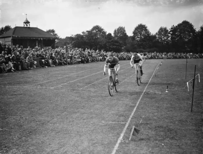 Framed Print : Erith Hospital sports. The ladies bike race. 1938 Framed Print : Erith Hospital sports. The ladies bike race. 1938