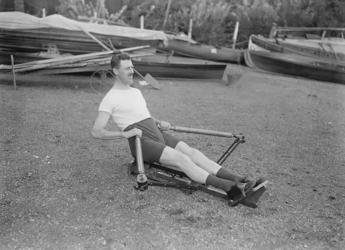 Framed Print : Ernest Barrys Home Trainer and Exercising Machine Ernest Barry, the famous sculler