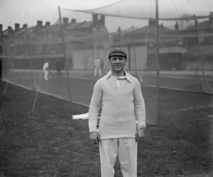 Framed Print : Essex County Cricket Club practice. J Cutmore posed. 9 April 1929 Framed Print : Essex County Cricket Club practice. J Cutmore posed. 9 April 1929