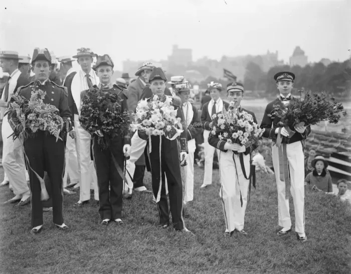 Framed Print : Etons wonderful fourth of June boating pageant Captains and coxswains in their