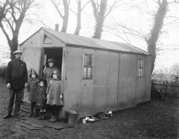 Framed Print : Ex soldiers family in canvas hut at Greensted ( Essex ) Hilder and his family Framed Print : Ex soldiers family in canvas hut at Greensted ( Essex ) Hilder and his family