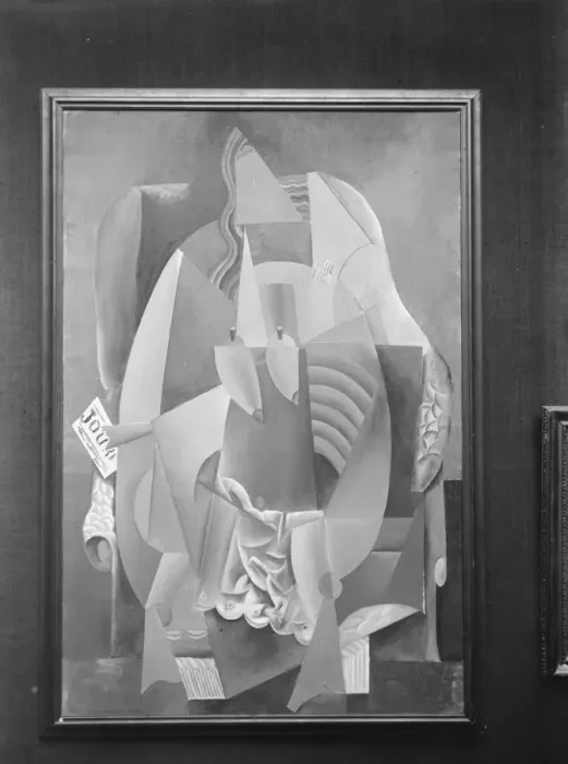Framed Print : Exhibition of Cubist picture by Pablo Picasso at the Leicester Galleries Lady in Framed Print : Exhibition of Cubist picture by Pablo Picasso at the Leicester Galleries Lady in
