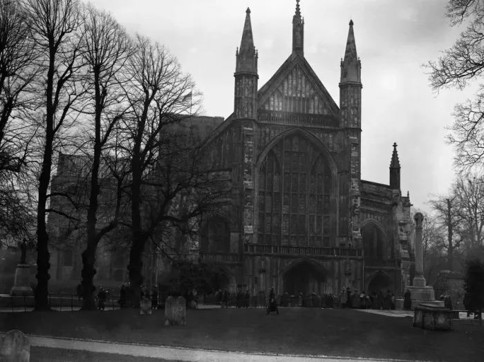 Framed Print : The exterior of Winchester Cathedral. 5 January 1924 Framed Print : The exterior of Winchester Cathedral. 5 January 1924