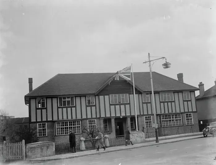 Framed Print : An external view of the Crayford Social Club in Crayford, Kent. 1937 Framed Print : An external view of the Crayford Social Club in Crayford, Kent. 1937