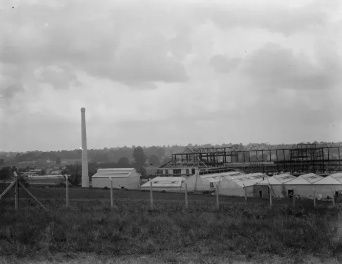 Framed Print : A factory being erected in Sidcup, Kent. 1938 Framed Print : A factory being erected in Sidcup, Kent. 1938