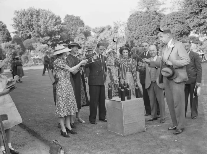 Framed Print : Fair ground game at the Marl Lodge Fete in Bexley, London. 1939 Framed Print : Fair ground game at the Marl Lodge Fete in Bexley, London. 1939