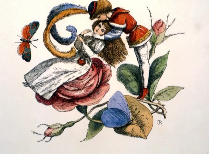 Framed Print : FAIRY TALES - Flirting. From Richard Doyles In Fairyland