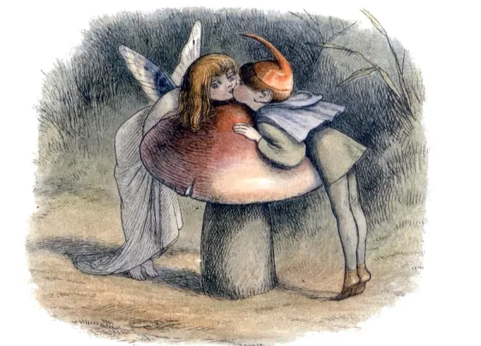 Framed Print : FAIRY TALES - The sentimental Elf and the wayward Fairy. From Richard Doyles In Fairyland Framed Print : FAIRY TALES - The sentimental Elf and the wayward Fairy. From Richard Doyles In Fairyland
