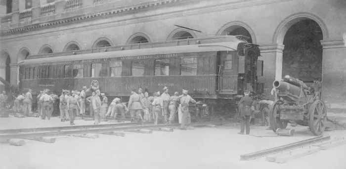 Framed Print : A Famous Carriage Railway carriage at the disposal of Marshal Foch during the War Framed Print : A Famous Carriage Railway carriage at the disposal of Marshal Foch during the War