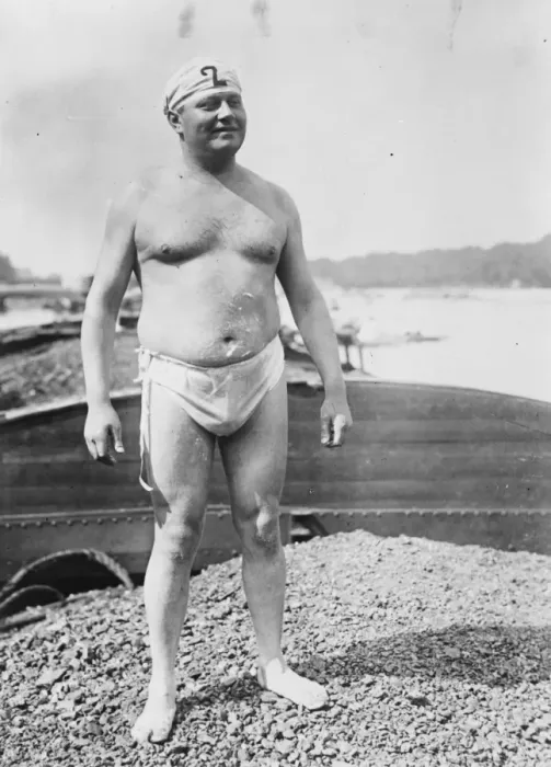 Framed Print : Fastest channel swimmer. M George Michel, who swam the channel in the record Framed Print : Fastest channel swimmer. M George Michel, who swam the channel in the record