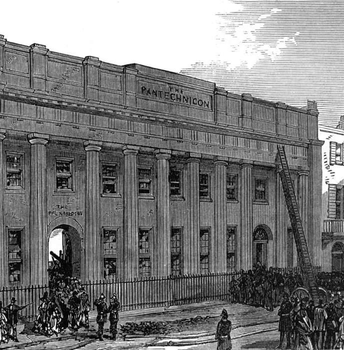 Framed Print : February 1874 The burning of the Pantechnicon building in Montcomb Street, Belgravia