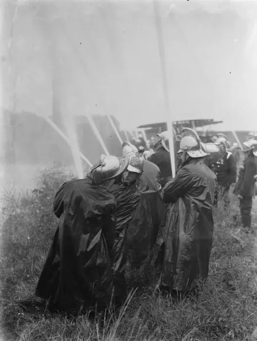 Framed Print : Fire brigade demonstration in Dartford. 1936 Framed Print : Fire brigade demonstration in Dartford. 1936
