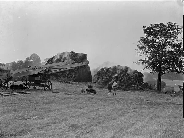 Fire, haystacks, Longlands. 1937