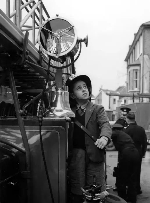 Framed Print : Fireman for a day Bernard Meaden, aged 10, of Bromley, Kent, has a thrill in his Framed Print : Fireman for a day Bernard Meaden, aged 10, of Bromley, Kent, has a thrill in his