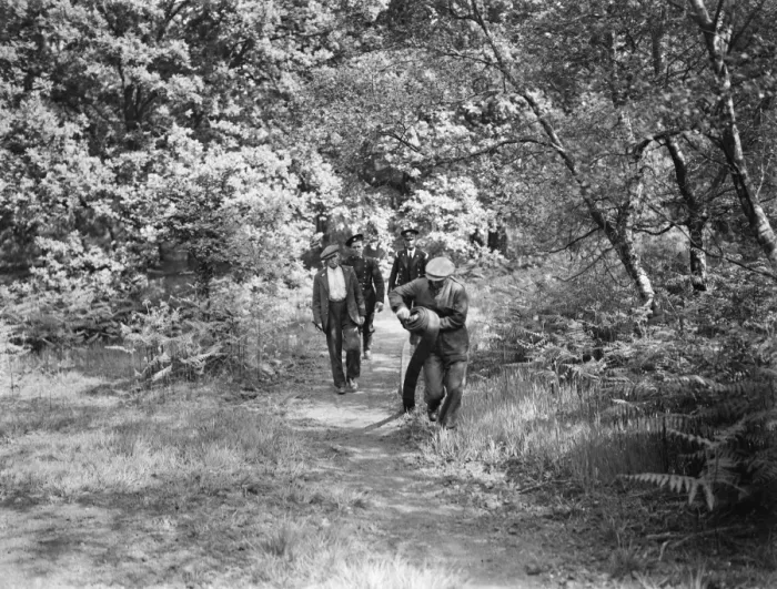 Framed Print : Firemen attempt to put out a fire on Chislehurst Common, Kent. 1939 Framed Print : Firemen attempt to put out a fire on Chislehurst Common, Kent. 1939
