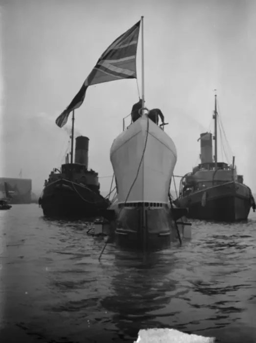 Framed Print : First British submarine with a name, newest type of vessel launched at Chatham