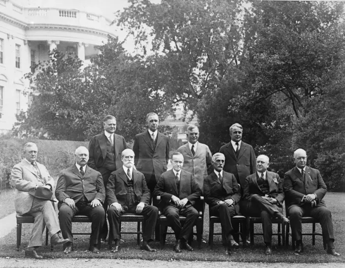 Framed Print : First picture of President Coolidge and his cabinet. Left to right; Postmaster General Framed Print : First picture of President Coolidge and his cabinet. Left to right; Postmaster General