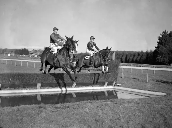 Framed Print : Fontwell Park Racecourse, Sussex, England. Mr P Herbert riding Courtesy
