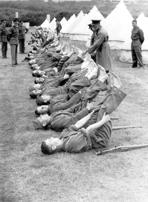 Framed Print : Foot inspection 1939 - Royal West Kent Territorials training