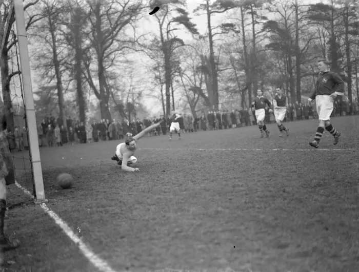 Framed Print : Football match in the Kent Junior Cup, Brent School O B versus White Horse Framed Print : Football match in the Kent Junior Cup, Brent School O B versus White Horse