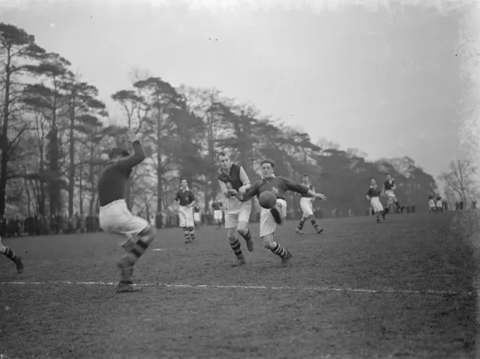 Framed Print : Football match in the Kent Junior Cup, Brent School O B versus White Horse Framed Print : Football match in the Kent Junior Cup, Brent School O B versus White Horse