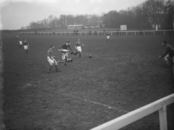 Framed Print : Football Match : L P M Football Club versus Gravesend United Football Club, playing Framed Print : Football Match : L P M Football Club versus Gravesend United Football Club, playing