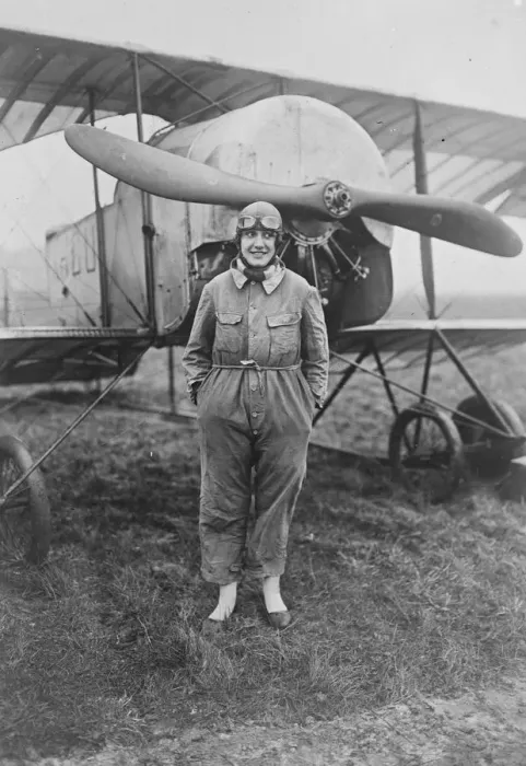 Framed Print : Frances lady aviator Mme Maryze, who has just been granted a pilot certificate in France Framed Print : Frances lady aviator Mme Maryze, who has just been granted a pilot certificate in France