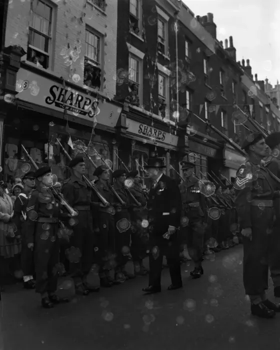 Framed Print : Freedom of Dover for Churchill Winston Churchill inspecting the guard of honour by the Buffs Framed Print : Freedom of Dover for Churchill Winston Churchill inspecting the guard of honour by the Buffs