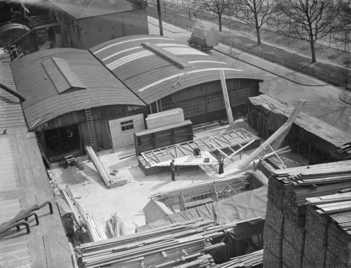 Framed Print : The G Ellis joinery works at Hackney. 7 April 1938 Framed Print : The G Ellis joinery works at Hackney. 7 April 1938