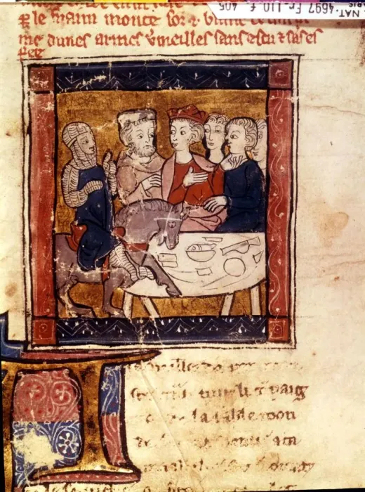 Framed Print : Galahad comes to King Arthur 1250-80. Sir Galahad was one of the knights of King