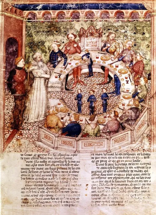 Framed Print : Galahad introduced in the company of the Round Table 1370-80. Sir Galahad was one Framed Print : Galahad introduced in the company of the Round Table 1370-80. Sir Galahad was one