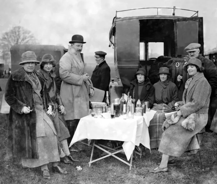 Framed Print : Garth Hunt Point to Point races at Arborfield, Berkshire. Sitting around their Framed Print : Garth Hunt Point to Point races at Arborfield, Berkshire. Sitting around their
