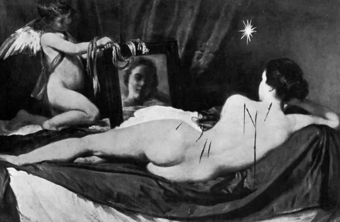 Framed Print : The gashes made in Velasquez. Venus with the Mirror in the National Gallery The harm Framed Print : The gashes made in Velasquez. Venus with the Mirror in the National Gallery The harm