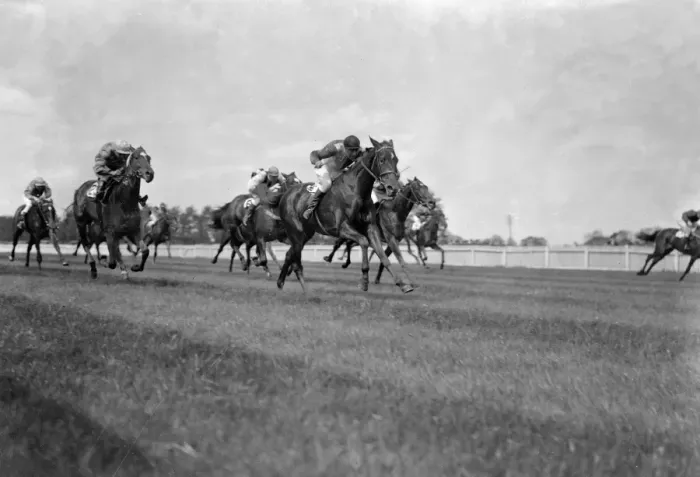 Framed Print : Gatwick Racecourse, Sussex, England. Ellanar ridden by Beasley, No. 5