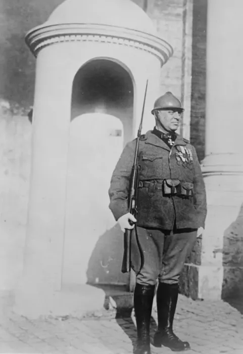 Framed Print : General on Sentry Duty General Bronsetti who has joined the new Italian defence