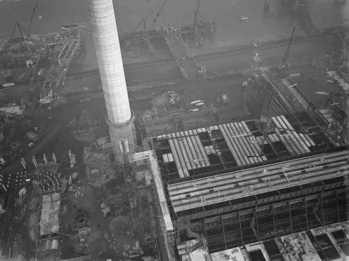 Framed Print : A general view from one of the chimneys of the new coal electric power station under Framed Print : A general view from one of the chimneys of the new coal electric power station under