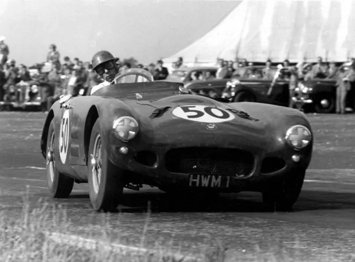 Framed Print : George Abecassis takes the Jaguar engined H W M sports car through the Esses Framed Print : George Abecassis takes the Jaguar engined H W M sports car through the Esses