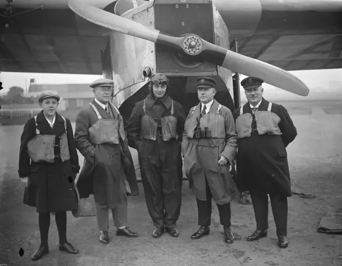 Framed Print : German bankers fly home. A party of German bankers who have been visiting London