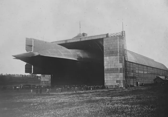 Framed Print : Germany hands over a zeppelin to France The L 72 entering its hangar 14 July 1920 Framed Print : Germany hands over a zeppelin to France The L 72 entering its hangar 14 July 1920