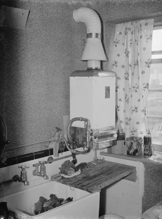 Framed Print : Geyser burst. N I H Ltd in Petts Wood. 12 April 1938 Framed Print : Geyser burst. N I H Ltd in Petts Wood. 12 April 1938