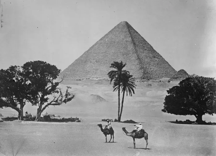 Framed Print : Giant pyramid as a sundial. The pyramid of Cheops. 31 January 1929