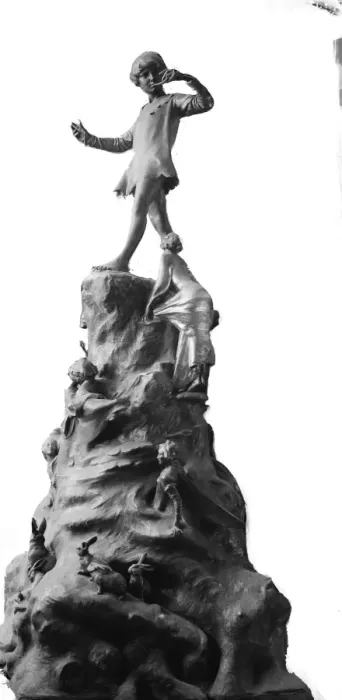 Framed Print : A gift from the children of England to the children of Belgium. A Peter Pan statue