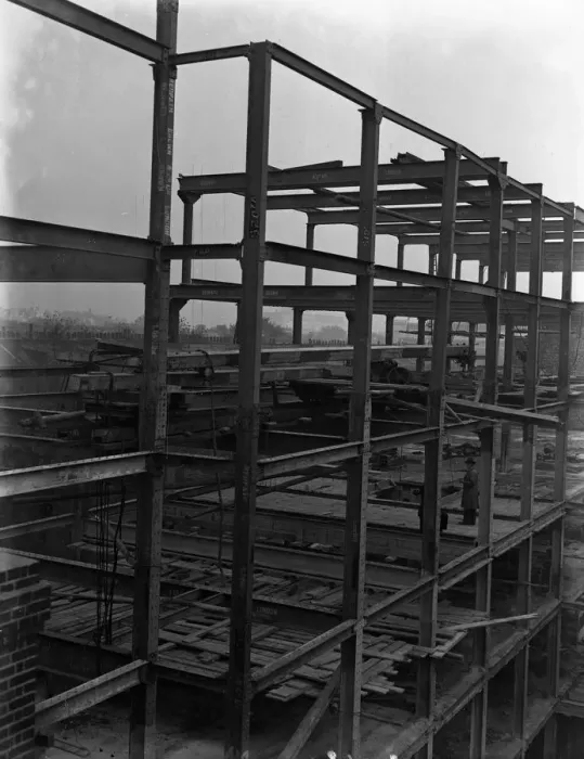 Framed Print : Girder work in a modern building. The new College Hall, University of London, Malet Street Framed Print : Girder work in a modern building. The new College Hall, University of London, Malet Street