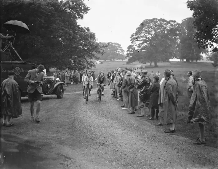 Framed Print : A girls bicycle rally at Lullingstone Castle, Kent. Some of the participants