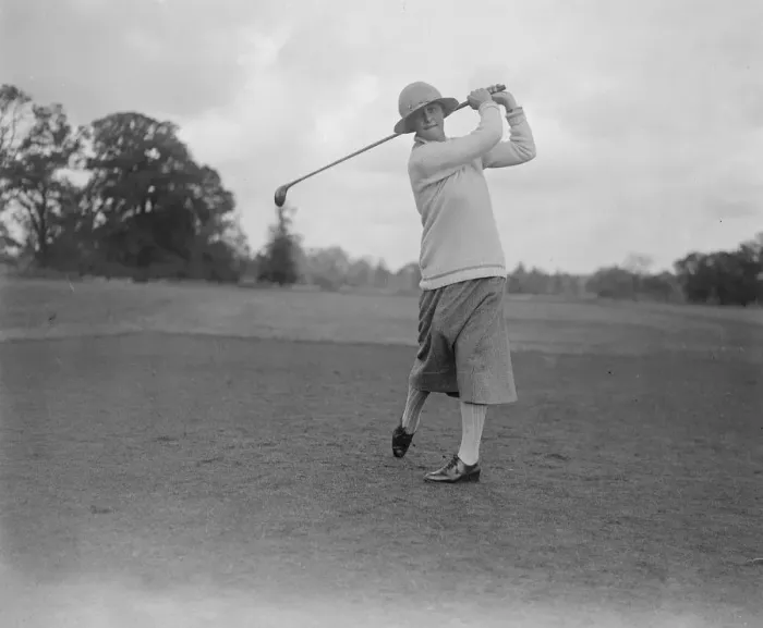 Framed Print : Girls Golf Championship Miss Rohna Rabbage drivining 13 September 1921 Framed Print : Girls Golf Championship Miss Rohna Rabbage drivining 13 September 1921