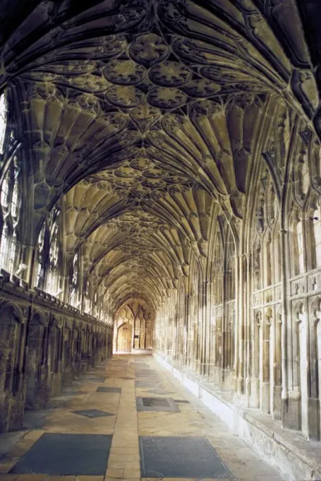 Framed Print : Gloucester Cathedral The cloister wall in Gloucester Cathedral built between 1351