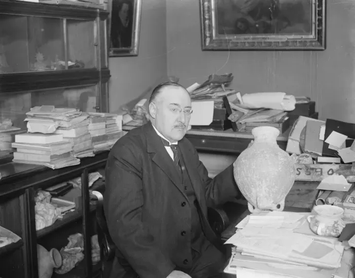 Framed Print : The Glozel Hoax view of Famous French scientist. M Rene Dussaud photographed in his bureau Framed Print : The Glozel Hoax view of Famous French scientist. M Rene Dussaud photographed in his bureau