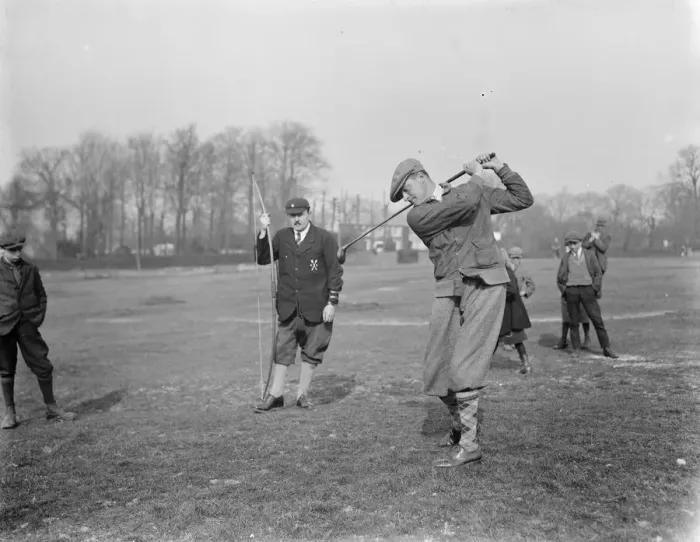 Framed Print : Golf : Ball versus arrow between Cambridge University and Royston Club at Royston Framed Print : Golf : Ball versus arrow between Cambridge University and Royston Club at Royston