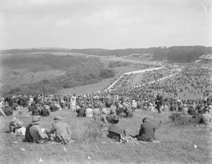 Framed Print : A Goodwood panorama taken from the top of the famous Trundle Hill. 2 August 1923