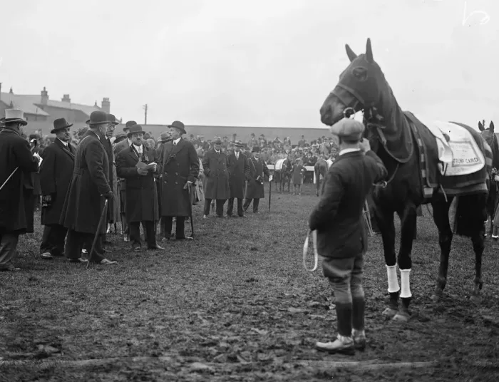 Framed Print : The Grand National at Aintree. In the paddock. 1928 Framed Print : The Grand National at Aintree. In the paddock. 1928